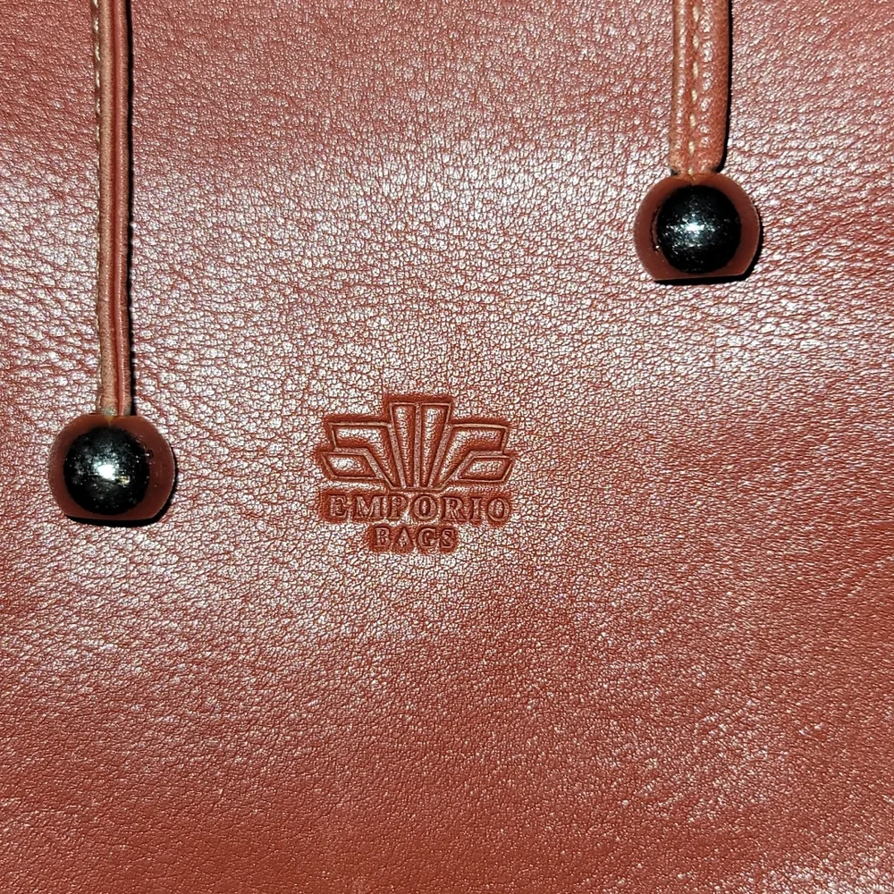 Emporio vintage boho shoulder bag brown leather ties logo
